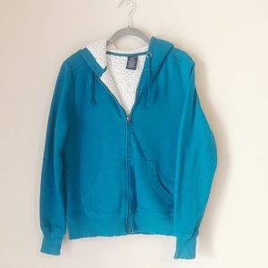 Faded Glory Teal Sherpa Lined Zip Hoodie